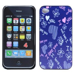iPhone 4 4S Purple I Love You Design Hard Case (Purple I Love You)